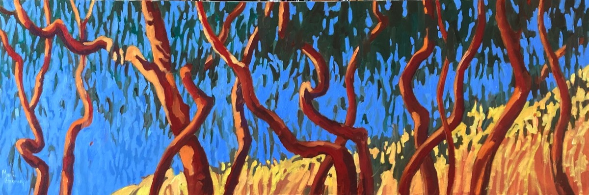 The Saplings on the hill<>50x152 $1700 oil